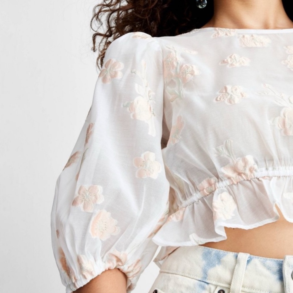 Pink and white crop top